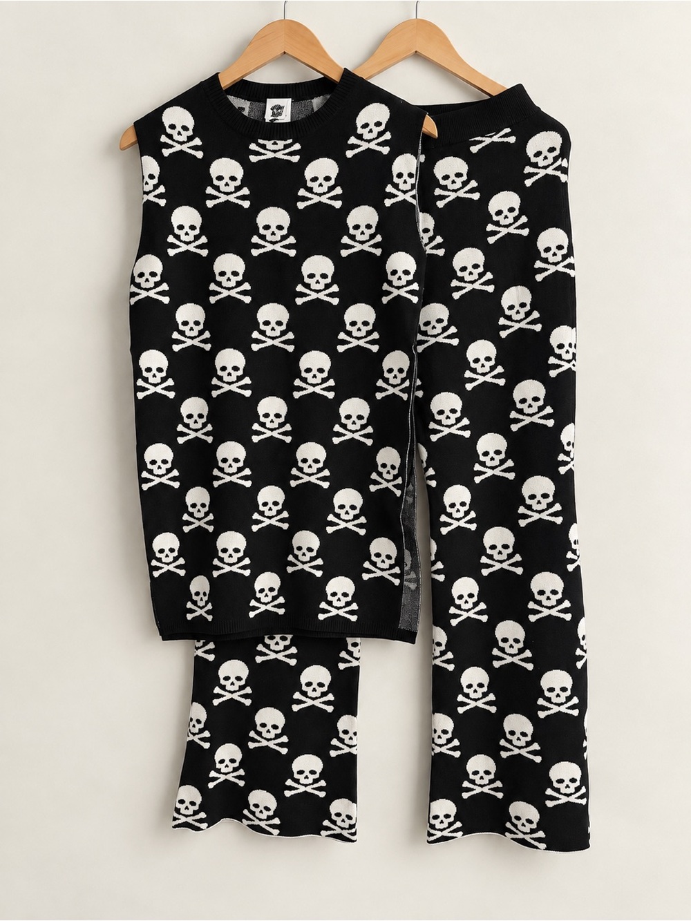 Kids Skull Print Set - Black & White
